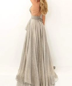 Tarik Ediz - 50649 Deep V-neck A-line Gown Formal Gowns