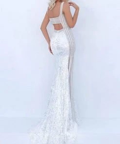 Tarik Ediz - 50655 Sequined Square Evening Dress Formal Gowns