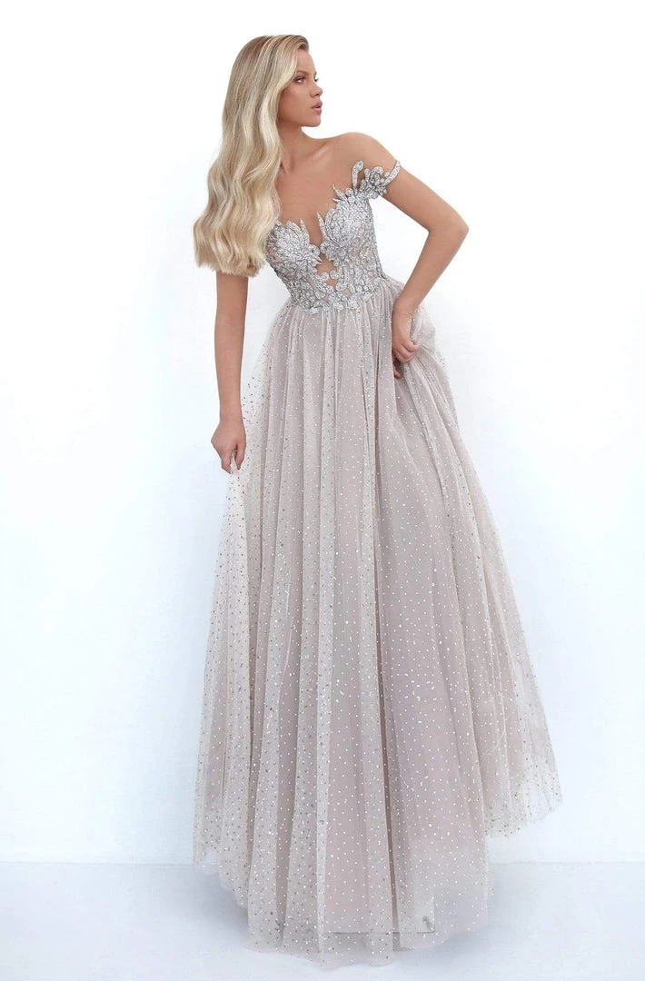 Formal Gowns Tarik Ediz - 50662 Beaded Illusion Plunge Stone-Studded Tulle Gown 3 Formal Gowns Tarik Ediz - 50662 Beaded Illusion Plunge Stone-Studded Tulle Gown