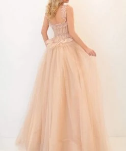 Tarik Ediz - 50664 Ruffled Lace Trimmed A-Line Gown