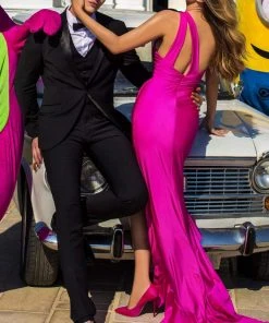 Tarik Ediz - 50666 Asymmetrical Cutout Bodice High Low Gown