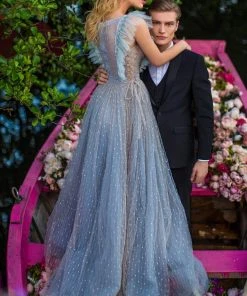 Tarik Ediz - 50669 Lace Up Illusion Jewel Evening Dress Formal Gowns