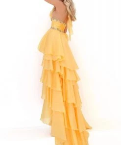 Formal Gowns Tarik Ediz - 50676 Embellished Halter V-neck High Low A-line Dress 11 Formal Gowns Tarik Ediz - 50676 Embellished Halter V-neck High Low A-line Dress