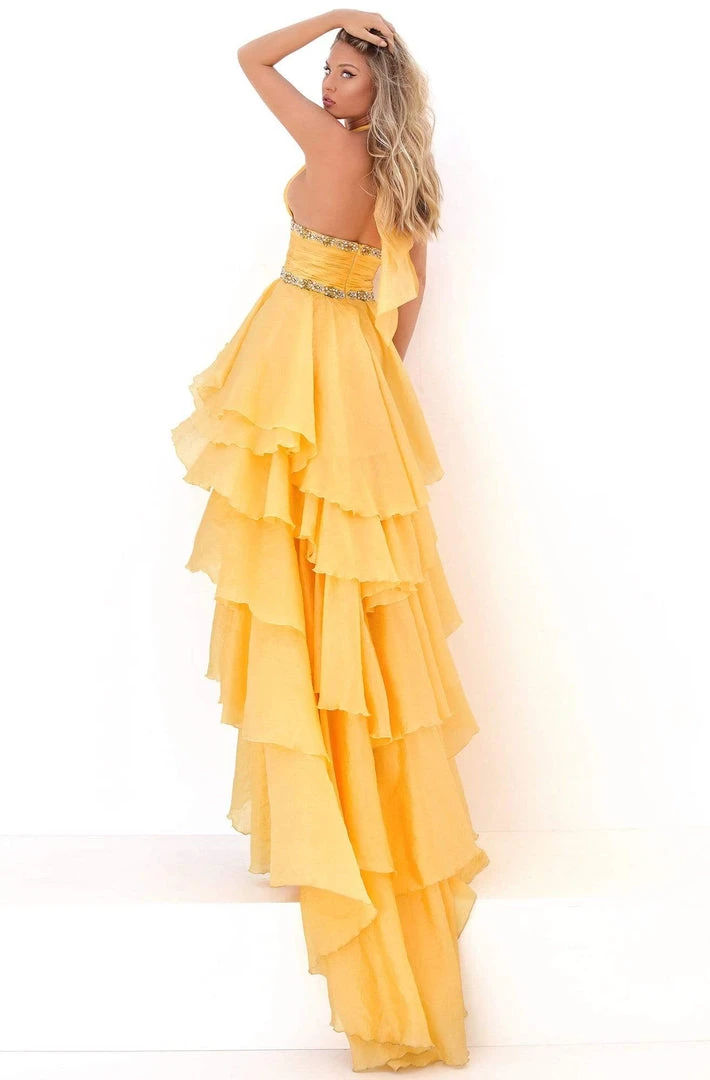 Formal Gowns Tarik Ediz - 50676 Embellished Halter V-neck High Low A-line Dress 4 Formal Gowns Tarik Ediz - 50676 Embellished Halter V-neck High Low A-line Dress