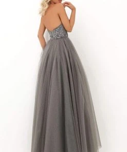 Tarik Ediz - 50692 Floral Ornate Illusion Halter A-Line Gown