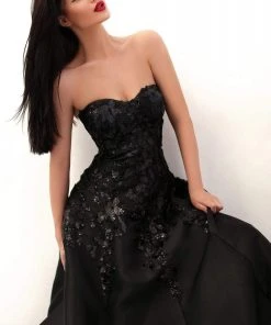 Tarik Ediz - 50695 Strapless Sweetheart Sequined Floral Gown