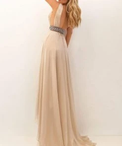 Formal Gowns Tarik Ediz - 50701 Embellished Deep V-neck A-line Dress