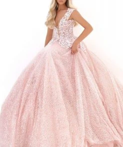 Formal Gowns Tarik Ediz - 50703 Embroidered Deep V-neck Ballgown