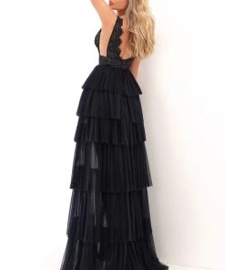 Formal Gowns Tarik Ediz - 50705 V-Neckline High-Low A-Line Dress 6 Formal Gowns Tarik Ediz - 50705 V-Neckline High-Low A-Line Dress