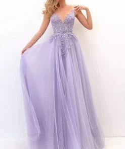 Tarik Ediz - 50724 Appliqued Lace Peplum A-Line Gown Formal Gowns