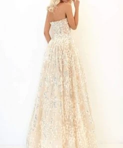 Tarik Ediz - 50730 Strapless Straight-Across Sequined Gown