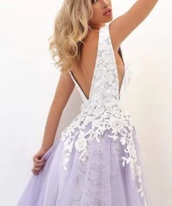 Tarik Ediz - 50732 Embellished Deep V-neck Dress With Overskirt Formal Gowns 8 Tarik Ediz - 50732 Embellished Deep V-neck Dress With Overskirt Formal Gowns