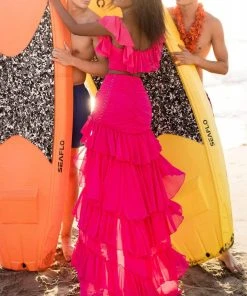 Tarik Ediz - 50737 Two-Piece Ruffle Trimmed Trumpet Gown Formal Gowns