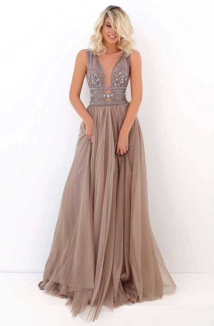 Tarik Ediz - 50740 Sexy V-Neck Bejeweled A-Line Dress 5 Tarik Ediz - 50740 Sexy V-Neck Bejeweled A-Line Dress