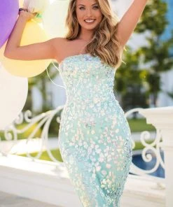 Tarik Ediz - 50747 Strapless Sequined Mermaid Long Gown Formal Gowns