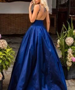 Tarik Ediz - 50763 Embellished Bateau Neck Ballgown Formal Gowns