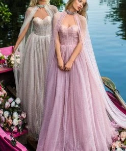 Tarik Ediz - 50764 Embellished Sweetheart Ballgown With Cape