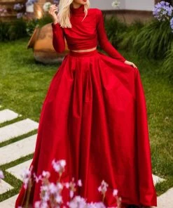 Tarik Ediz - 50770 Two Piece Long Sleeve High Neck Ballgown