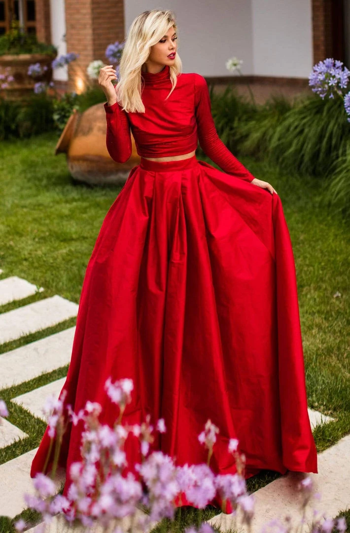 Tarik Ediz - 50770 Two Piece Long Sleeve High Neck Ballgown 3 Tarik Ediz - 50770 Two Piece Long Sleeve High Neck Ballgown