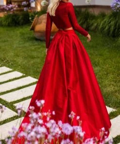 Tarik Ediz - 50770 Two Piece Long Sleeve High Neck Ballgown