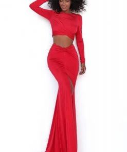 Tarik Ediz - 50771 Two Piece Long Sleeve Evening Dress Formal Gowns