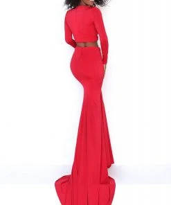 Tarik Ediz - 50771 Two Piece Long Sleeve Evening Dress Formal Gowns