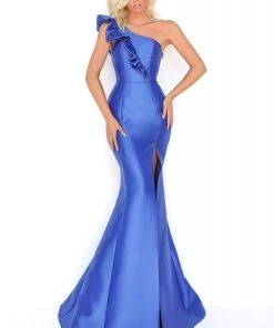 Formal Gowns Tarik Ediz - 50774 Ruffled One Shoulder Mermaid Dress