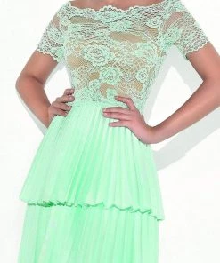 Tarik Ediz - 90469 Scalloped Illusion Lace Pleated Dress 8 Tarik Ediz - 90469 Scalloped Illusion Lace Pleated Dress