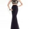 Formal Gowns Tarik Ediz - 92564 Embroidered Crop Top Two-Piece Gown - 1 Pc Oil In Size 12 Available