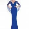 Tarik Ediz 92583 Fitted Embellished V-Neck Cape Gown - 1 Pc Powder In Size 4 Available Formal Gowns