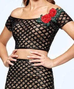 Cocktail Dresses Tarik Ediz - 93109 Two-Piece Beaded Off-Shoulder Dress