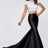 Tarik Ediz - 93113 Short Sleeve Contrast Mermaid Gown 2 Tarik Ediz - 93113 Short Sleeve Contrast Mermaid Gown