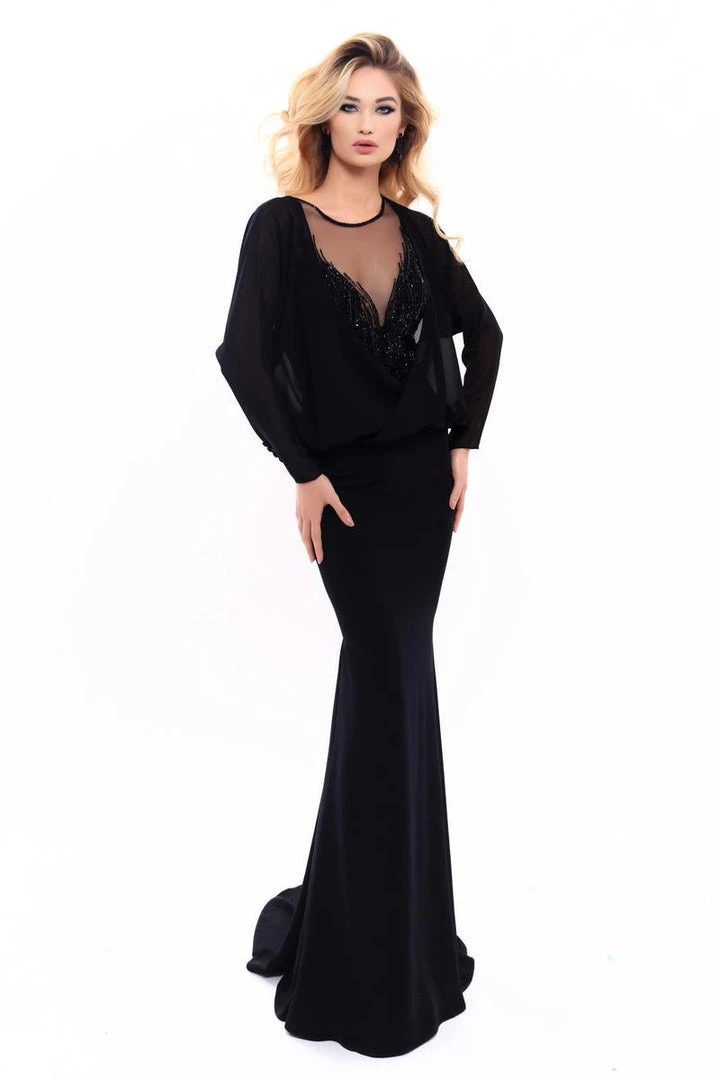 Tarik Ediz - 93304 Beaded Illusion Neckline Sheath Gown 3 Tarik Ediz - 93304 Beaded Illusion Neckline Sheath Gown