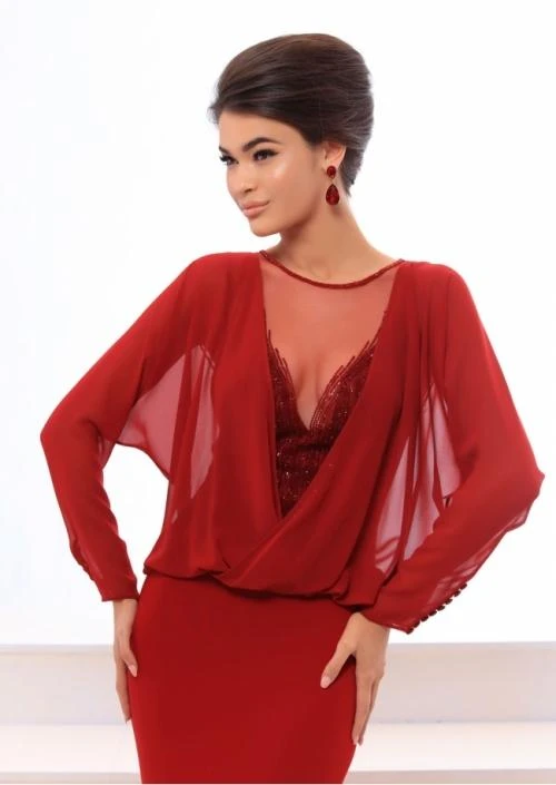 Tarik Ediz - 93304 Beaded Illusion Neckline Sheath Gown 6 Tarik Ediz - 93304 Beaded Illusion Neckline Sheath Gown