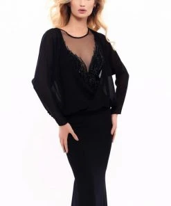 Tarik Ediz - 93304 Beaded Illusion Neckline Sheath Gown 7 Tarik Ediz - 93304 Beaded Illusion Neckline Sheath Gown