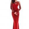 Tarik Ediz - 93337 Long Sleeved Embellished Crepe Gown