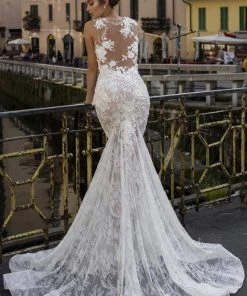 Tarik Ediz - 93600 Floral Lace Bateau Mermaid Dress Formal Gowns