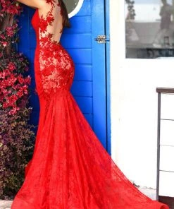 Tarik Ediz - 93600 Floral Lace Bateau Mermaid Dress Formal Gowns