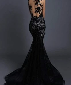 Tarik Ediz - 93600 Floral Lace Bateau Mermaid Dress Formal Gowns