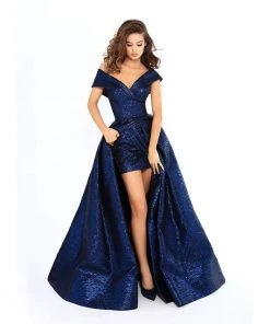 Tarik Ediz - 93621 Off-Shoulder Jacquard Sheath Gown With Overskirt 11 Tarik Ediz - 93621 Off-Shoulder Jacquard Sheath Gown With Overskirt