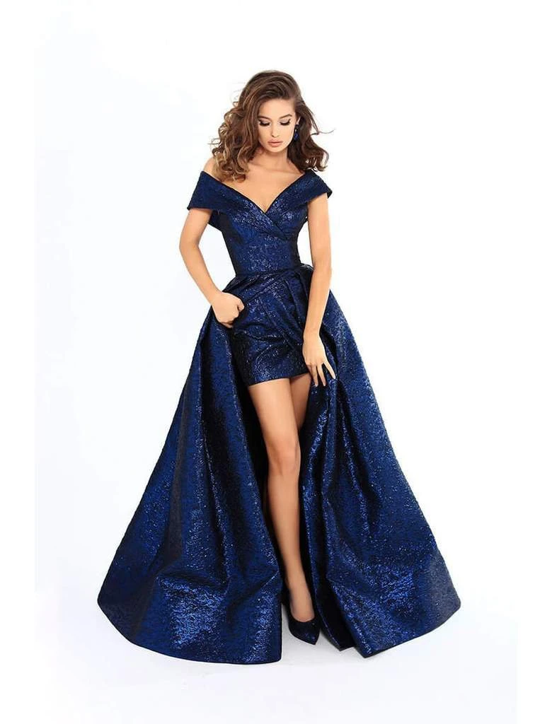 Tarik Ediz - 93621 Off-Shoulder Jacquard Sheath Gown With Overskirt 7 Tarik Ediz - 93621 Off-Shoulder Jacquard Sheath Gown With Overskirt