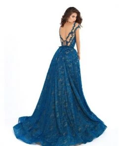 Tarik Ediz - 93624 Gorgeous Illusion Fitted Mermaid Gown With Overlay