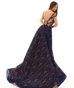 Tarik Ediz - 93624 Gorgeous Illusion Fitted Mermaid Gown With Overlay