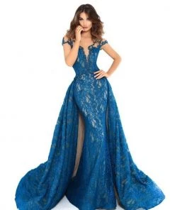 Tarik Ediz - 93624 Gorgeous Illusion Fitted Mermaid Gown With Overlay