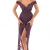 Tarik Ediz - 93632 Embroidered Plunging Off-Shoulder Sheath Dress 2 Tarik Ediz - 93632 Embroidered Plunging Off-Shoulder Sheath Dress