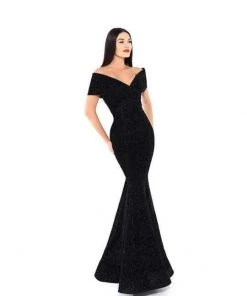 Tarik Ediz - 93636 Glitter Lace Off-Shoulder Mermaid Dress With Train