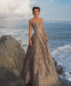 Formal Gowns Tarik Ediz - 93639 Floral Lace Illusion Pleated Ballgown 9 Formal Gowns Tarik Ediz - 93639 Floral Lace Illusion Pleated Ballgown