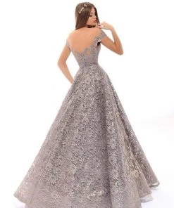 Formal Gowns Tarik Ediz - 93639 Floral Lace Illusion Pleated Ballgown 8 Formal Gowns Tarik Ediz - 93639 Floral Lace Illusion Pleated Ballgown