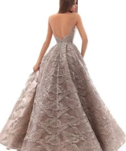 Tarik Ediz - 93652 Embellished Illusion Bateau Tulle Ballgown