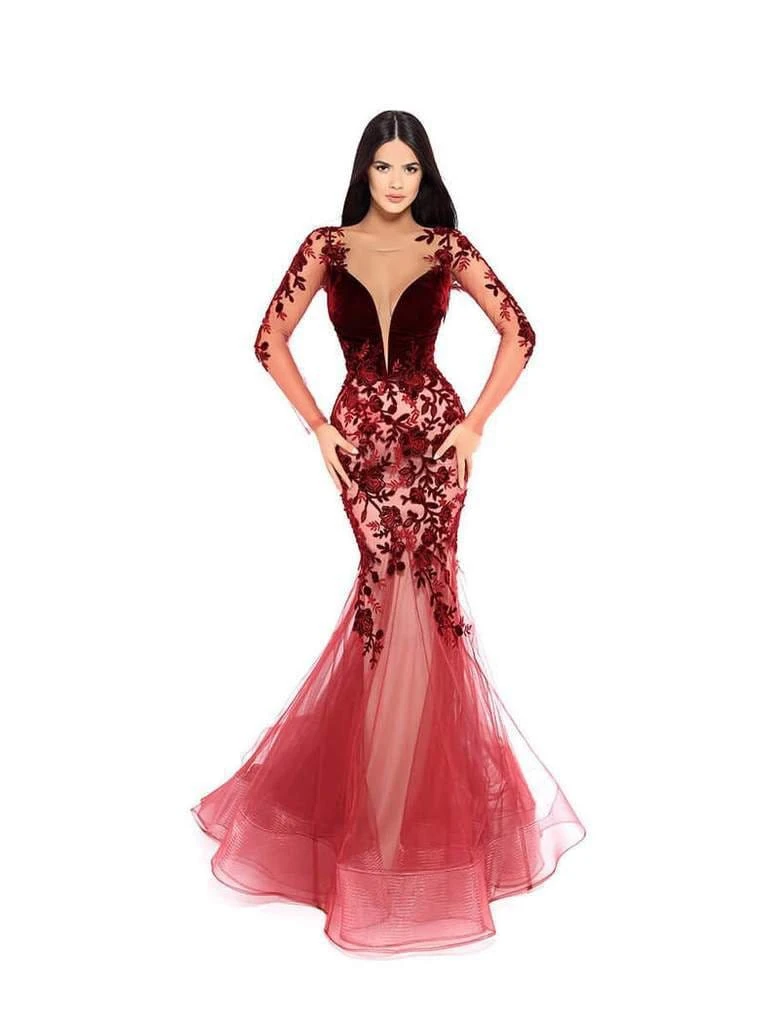 Tarik Ediz - 93656 Floral Applique Illusion Bateau Mermaid Dress 12 Tarik Ediz - 93656 Floral Applique Illusion Bateau Mermaid Dress